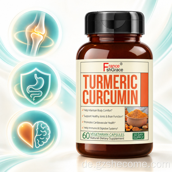 Shecome Kurkuma-Curcumin-Kapseln unterstützen die Gelenke und das Gehirn